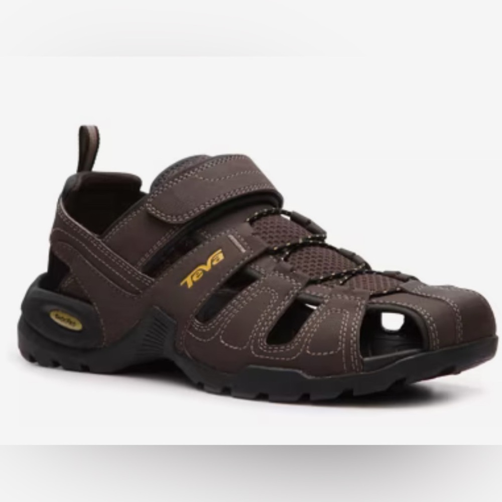 Men’s Teva Brown Tan Forebay Fisherman Sandal Shoes ShocPad Hiking Size 11